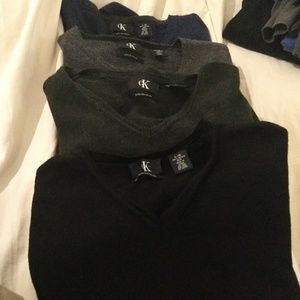 LOT of 4 MED Calvin Klein Men's Wool Sweaters